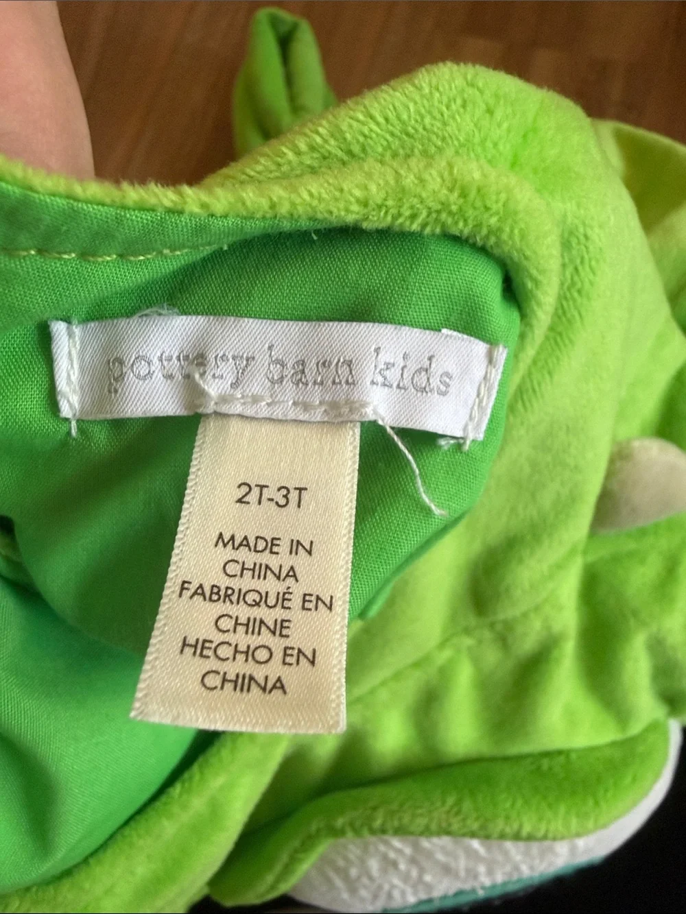 Pottery Barn Kids Bright Green One-Eye Monster Costume Top with Gloves and Feet - Picture 7 of 7